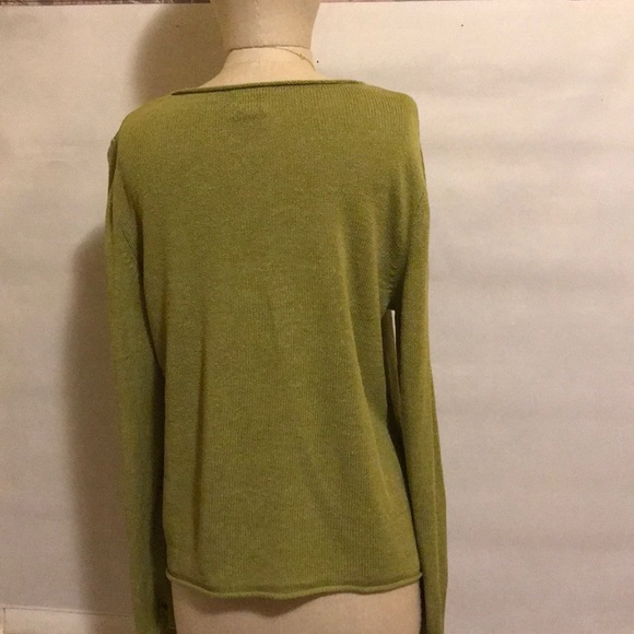Chico’s Apple 🍏 Green Linen Blend Sweater Size 2 - Picture 4 of 7